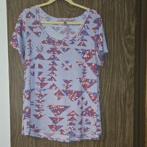 LuLaRoe Multicolor Geometric Short Sleeve Top